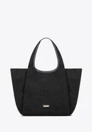 Torebki damskie - Damska shopperka w motyw panterki czarna - miniaturka - grafika 1