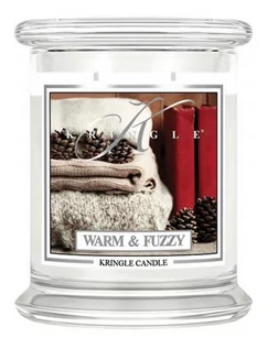 Świece - Kringle Candle Średnia świeca zapachowa z dwoma knotami Warm And Fuzzy 411 g - grafika 1