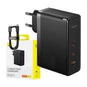 Ładowarki do telefonów - Ładowarka sieciowa Baseus GaN5 Pro 2xUSB-C + USB, 160W (czarna) - miniaturka - grafika 1
