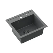 Zlewozmywaki - Zlewozmywak granitowy jednokomorowy szary Root Chef Box, 500 x 470 x 185 mm - miniaturka - grafika 1
