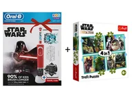 Szczoteczki do zębów dla dzieci - ORAL-B D100 Kids Star Wars rotacyjna + etui + PUZZLE 4w1 - Mandalorian - miniaturka - grafika 1