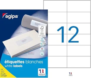 agipa 101032 uniwersalne etykiety, 105 x 49,39 mm z uchwytem do zdejmowania - Etykiety do drukarek - miniaturka - grafika 1