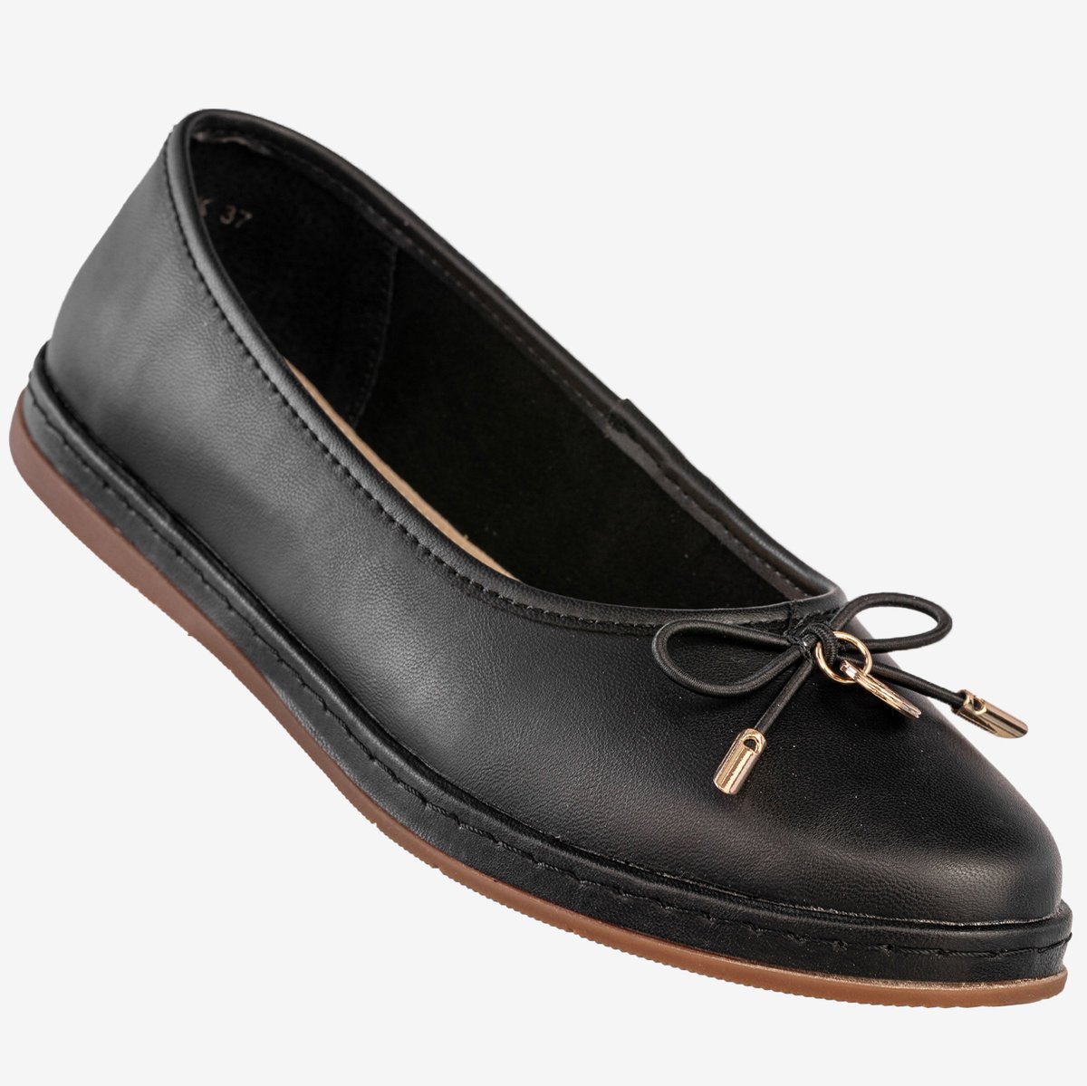 Baleriny Damskie Skórzane Buty Eleganckie Filippo Czarne DP6856/25BK Czarny 40