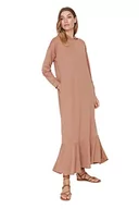 Sukienki - Trendyol Modest Trendyol Woman Design Maxi A Line Hood Knit Sukienka, Brown, L, Brązowy, L - miniaturka - grafika 1