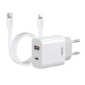 Ładowarki do telefonów - Ładowarka sieciowa Remax, RP-U68, USB-C, USB, 20W (biała) + kabel Lightning - miniaturka - grafika 1