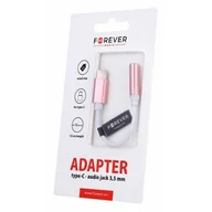 Złącza, przejściówki, adaptery - Forever Adapter type-C/audio jack 3,5 mm różowy - miniaturka - grafika 1