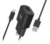 Ładowarki do telefonów - Xqisit USB A 2,4 A + kable microUSB 1m (czarna) - miniaturka - grafika 1