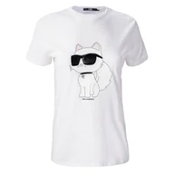 Koszulki i topy damskie - Damska Koszulka z krótkim rękawem KARL LAGERFELD IKONIK 2.0 CHOUPETTE T-SHIRT 230W1703-100 – Biały - miniaturka - grafika 1