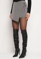 Spodenki damskie - Szare Szorty Spódnica z Wiązaniem na Boku Tromelia - miniaturka - grafika 1