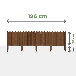 PŁOTEK DREWNIANY PALISADA OGRODOWA OBRZEŻE 30x200cm PRODUCENT CIEMNY BRĄZ - Ogrodzenia - miniaturka - grafika 1