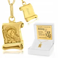 Biżuteria dla dzieci - Złoty Medalik z Łańcuszkiem 585 Grawerem na Komunię Pamiątka Komunii - miniaturka - grafika 1