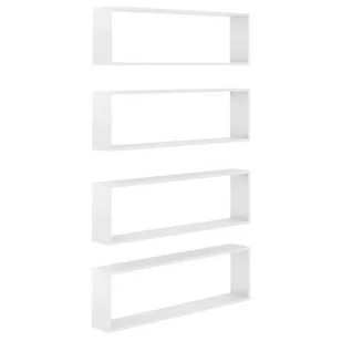 vidaXL vidaXL Półki ścienne kostki, 4 szt., białe z połyskiem, 100x15x30 cm - Półki do salonu - miniaturka - grafika 1