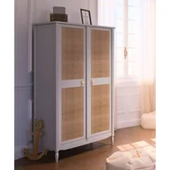 Szafy i szafki dla dzieci - Szafa jasno szara z rattanem Armoire Hermione Lune - miniaturka - grafika 1