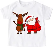 Koszulki dla dziewczynek - Koszulka na mikołajki dla dziecka mikołaj z reniferkiem - miniaturka - grafika 1
