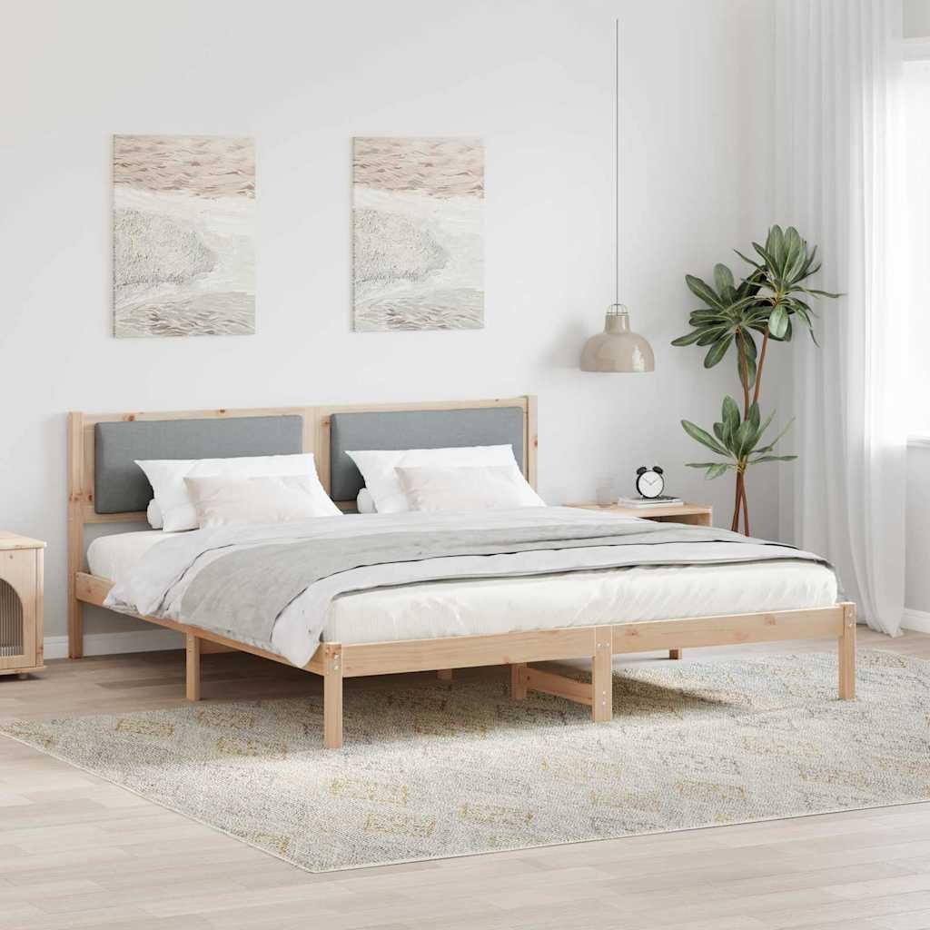 vidaXL Ramka łóżka Jasnoszary 200 x 200 cm Lite drewno sosnowe