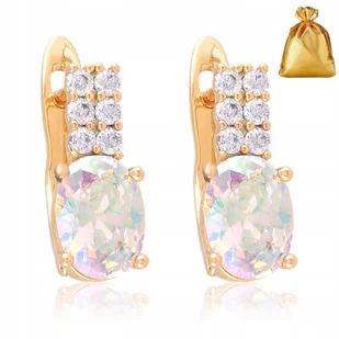 KOLCZYKI ZE STALI CHIRURGICZNEJ Z CYRKONIAMI ZŁOTE / POZŁACANE + DARMOWE DODATKI 18K - Kolczyki - miniaturka - grafika 1