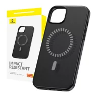 Etui i futerały do telefonów - Magnetyczne Etui na telefon iPhone 15 Pro Baseus Fauxther Series (Czarne) - miniaturka - grafika 1
