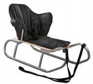 Sanki i ślizgacze - POLSKIE SANKI Z OPARCIEM SREBRNE MATERACYK CZARNY DLA DZIECI MOCNE SOLIDNE - miniaturka - grafika 1