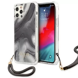 Guess nakładka do iPhone 12 Pro Max 6,7" GUHCP12LKSMAGR szara hard case Marble Collection GUE001342 - Etui i futerały do telefonów - miniaturka - grafika 2