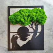 Obrazy i zdjęcia na płótnie - Obraz parą na tle zachodzącego słońca, drzewo z mchu - miniaturka - grafika 1