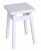 Taborety i hokery - Taboret Kuchenny Drewniany Stołek Prosty Biały - miniaturka - grafika 1