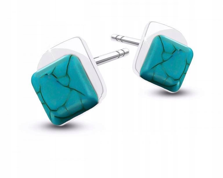 Kolczyki Srebrne z Turkusem Sztyfty Damskie pr.925