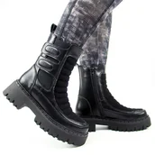 Botki damskie - BIG STAR OO274A254 Workery damskie skórzane botki ocieplane - miniaturka - grafika 1