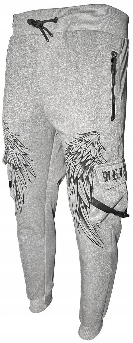 Spodnie dresowe bojówki skrzydła szare r.XL