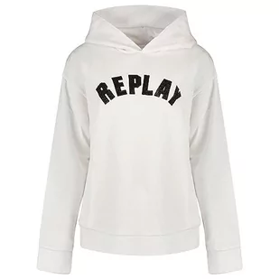 Replay Damska bluza z kapturem Regular Fit, 310 White Silver, XXS - Bluzy damskie - miniaturka - grafika 1