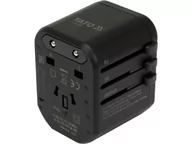 Kostki, złączki, wtyczki - UNIWERSALNY ADAPTER PODRÓŻNY DO PONAD 150 KRAJÓW Z SZYBKĄ ŁADOWARKĄ USB Q.C. 3.0, PD USB-C, 5V/3A - 9V/2A - 12V/1.5A 18W - miniaturka - grafika 1