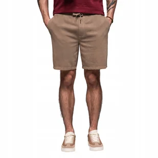 Krótkie spodenki męskie dresowe athleisure jasnobrązowe OM-SRWS-0122 V2 L - Spodenki męskie - miniaturka - grafika 1