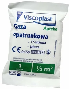 3M VISCOPLAST S.A. Gaza opatrunkowa jałowa 17 niek bawełniana 1/2m.kw. 1 sztuka Vicoplast 9041777 - Apteczki i materiały opatrunkowe - miniaturka - grafika 2