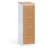 Szafy biurowe - Kartoteka metalowa KOMBI z drewnianym frontem A4, 4 szuflady, szary/buk - miniaturka - grafika 1