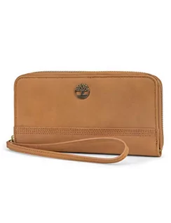 Portfele - Timberland Damski skórzany portfel RFID z zamkiem błyskawicznym wokół portfela, kopertówka z paskiem na nadgarstek, pszenica (nubuk), jeden rozmiar - grafika 1