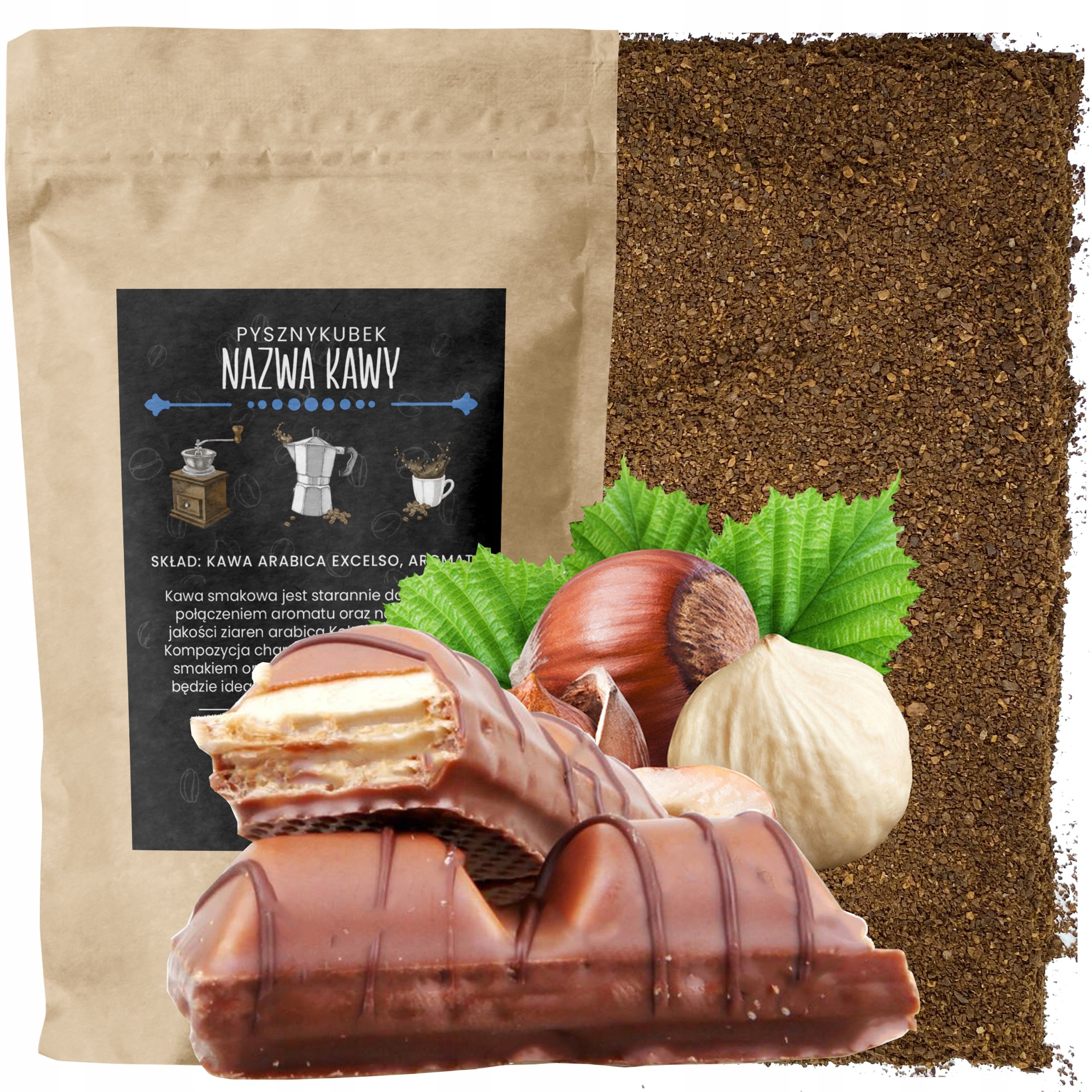 Kawa Mielona smakowa Baton Bueno 1000G karmel czekolada