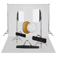 Lampy studyjne - vidaXL Zestaw studyjny Zestaw studyjny z lampami softbox tłem i blendami 3067056 - miniaturka - grafika 1