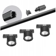 Lampy sufitowe - Zestaw szynowy 3 fazowy szyna 2m, 3x Led 10W Czarny kompletny zestaw - miniaturka - grafika 1