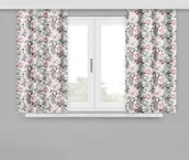 Zasłony - Zasłona Gotowa Na Żabki, 160X170, Szara W Kwiaty, Zmc-63 - miniaturka - grafika 1