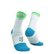 Skarpetki sportowe męskie - COMPRESSPORT Skarpetki do biegania PRO MARATHON SOCKS V2.0 white/norse blue/neon green - miniaturka - grafika 1