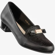 Czółenka - Czółenka Damskie Ekoskóra Buty Na Niskim Obcasie Czarne Sergio Leone 1013B Czarny 38 - miniaturka - grafika 1