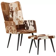 Fotele - Lumarko Fotel z podnóżkiem, brązowy, obity prawdziwą skórą - miniaturka - grafika 1