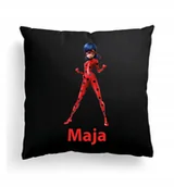 Poduszki dekoracyjne - CZARNA FOTO PODUSZKA Biedronka Miraculum + IMIĘ - miniaturka - grafika 1