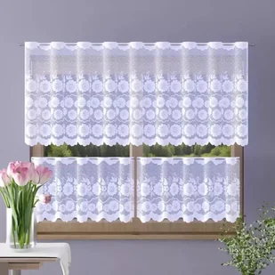 Zazdrostka żakardowa metrażowa Betilia wys. 80cm biała A137 - 80 cm - Firany - miniaturka - grafika 1