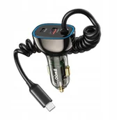 Ładowarki samochodowe - BWOO ładowarka samochodowa PD CC96C 1x USB-C 1x USB 30W z kabelem USB-C szara - miniaturka - grafika 1