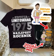 Gadżety dla niej i dla niego - Koszulka na 50 urodziny - zestaw prezentowy na 50 z kuflem z życzeniami - miniaturka - grafika 1