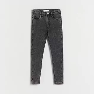 Spodnie i spodenki dla dziewczynek - Reserved - Jeansy skinny super soft - Czarny - grafika 1