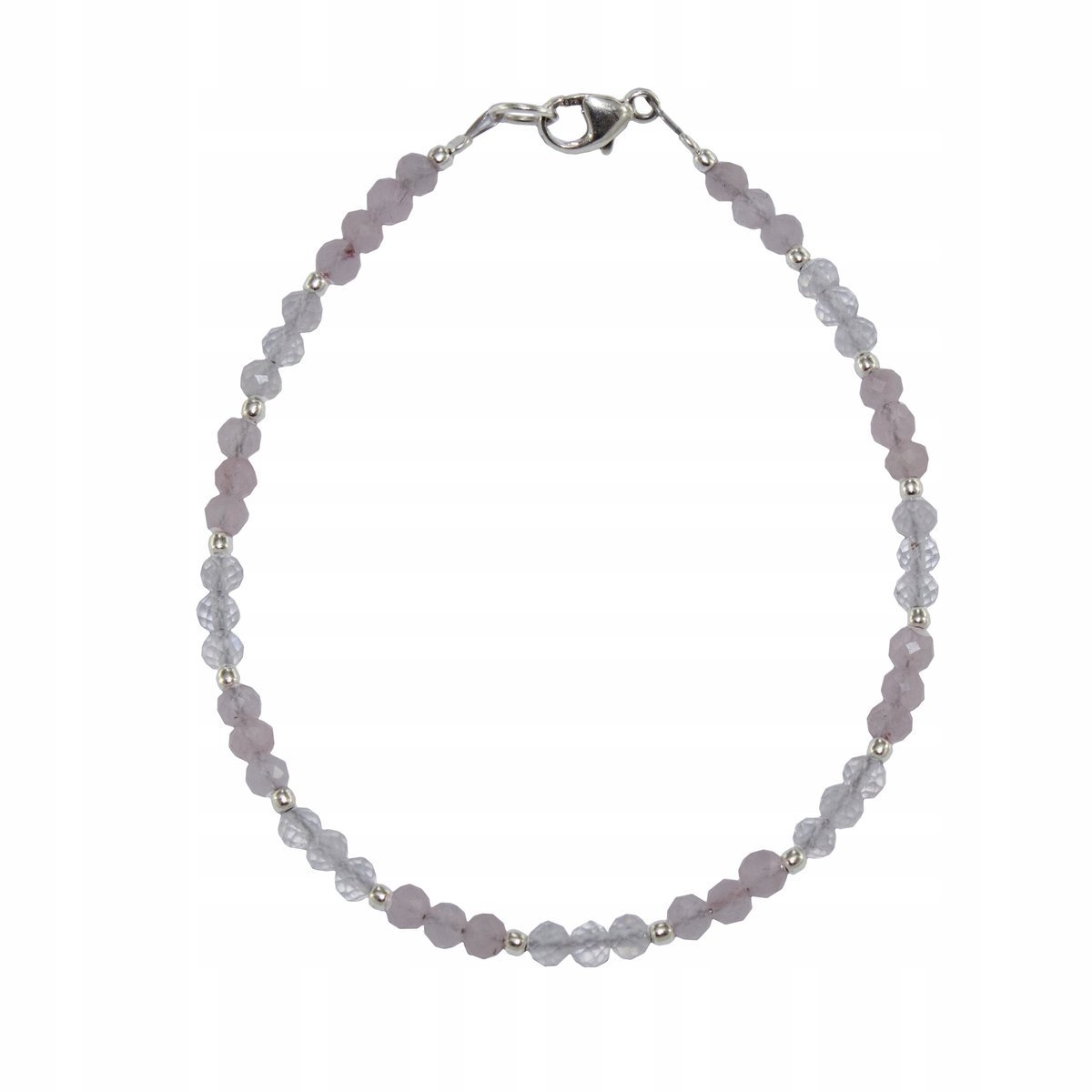 Bransoletka WIOSENNY MIX KWARC RÓŻOWY KAMIEŃ KSIĘŻYCOWY faset. 3mm agalag