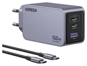 Ładowarki do telefonów - Ugreen Nexode Pro 100W, GaN, USB + 2x USB-C szara - miniaturka - grafika 1