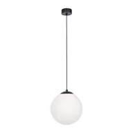 Lampy sufitowe - Kaja ALFRED OLSZEWSKI Czarna lampa wisząca z dużym mlecznym kloszem 30 cm K-4922 z serii SAVOY - miniaturka - grafika 1