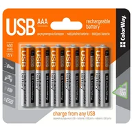 Baterie i akcesoria - Bateria Ładowanie ColorWay AAA, 400mAh, micro USB, 1.5V, blistr 6ks - miniaturka - grafika 1